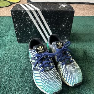 Kids Adidas ZX Flux J Sneakers in Blue and Green